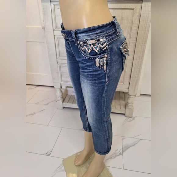 Grace Blue Embellished Women's Jeans - Picture 3 of 8